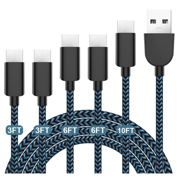 5-pack USB-C to USB-A lightning charge cables for $5