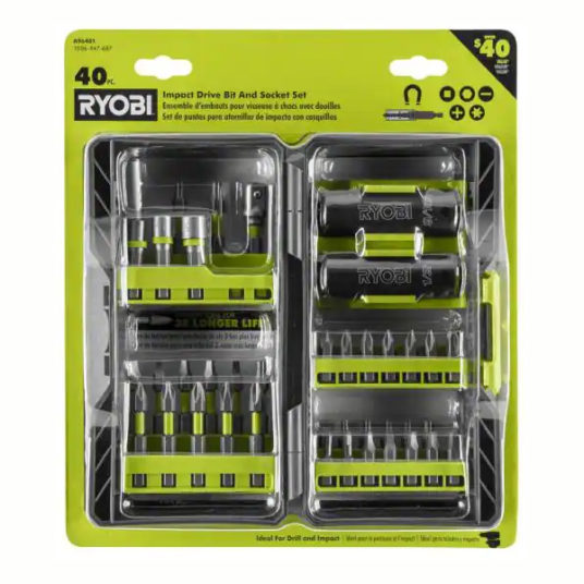 Ryobi 40-piece impact drive bit set for $10