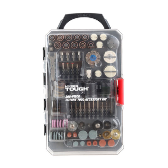 Hyper Tough 208-piece rotary tool accessory kit with storage for $10