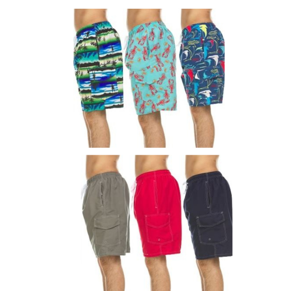 3-pack of men’s quick-dry swim shorts with cargo pocket for $30