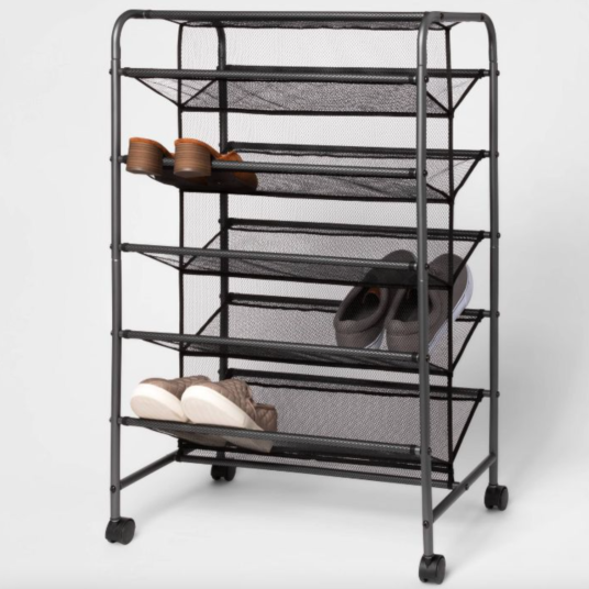 Room Essentials double sided rolling shoe rack for $20