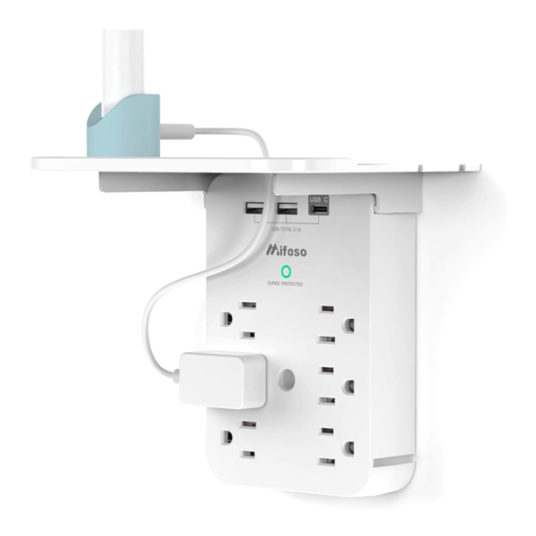 6-outlet wall outlet extender & surge protector with shelf for $12
