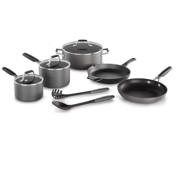 Prime members: Calphalon 10-piece hard-anodized nonstick pots and pans for $63