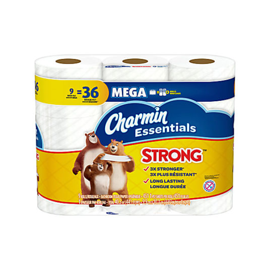 Charmin Essentials Strong 9-pack Mega Roll toilet paper for $5 with in-store pickup