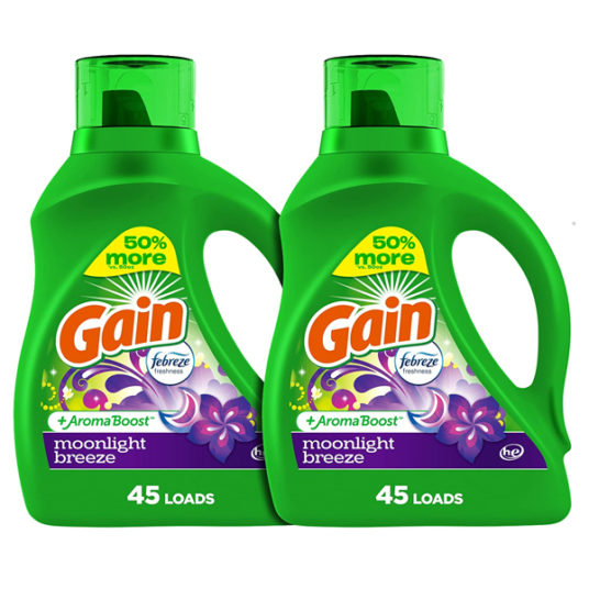 2-pack Gain + Aroma Boost liquid laundry detergent for $12