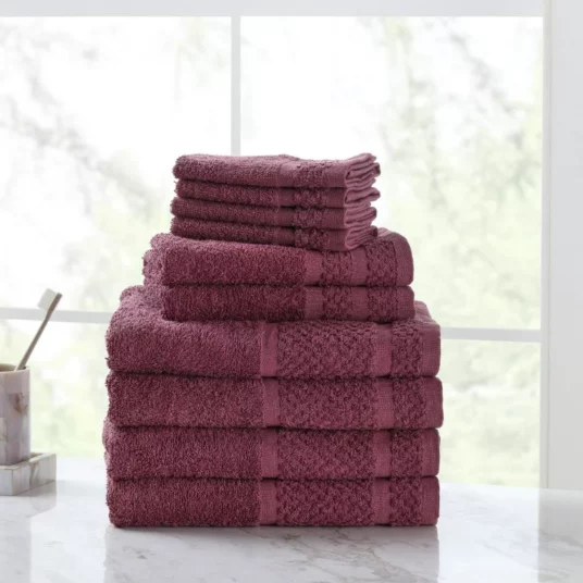 Mainstays 10-piece 100% cotton towel set for $9