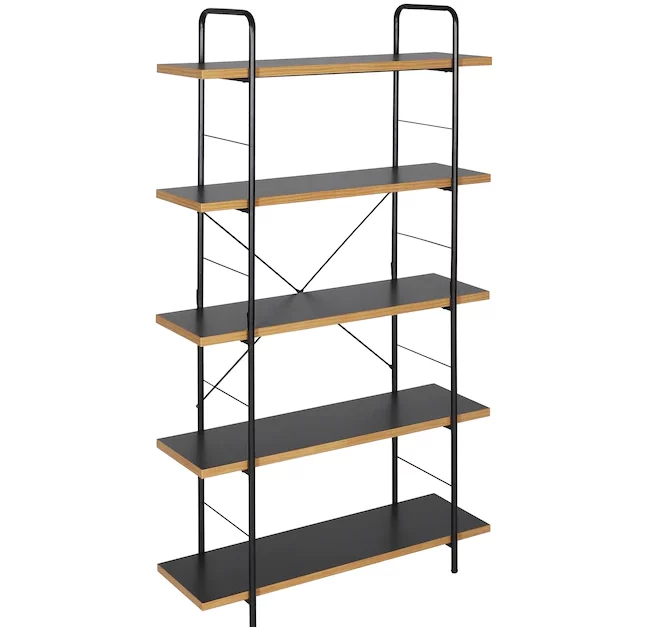 Today only: Veikous black metal 5-shelf bookcase for $86