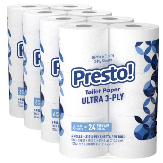 24-count Amazon Brand-Presto! 319-sheet toilet paper for $17