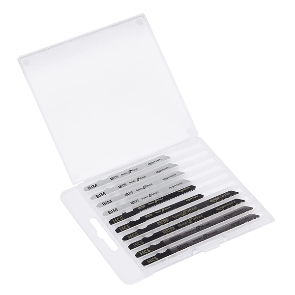 10-piece Amazon Basics assorted T-shank jigsaw blade set for $4