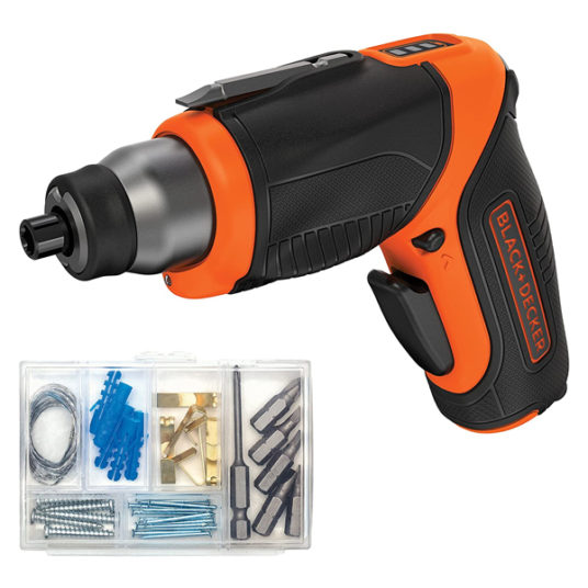 Black & Decker 4V max cordless screwdriver with picture-hanging kit for $17