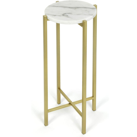 Urban Shop white marble collapsible side accent drink table for $24
