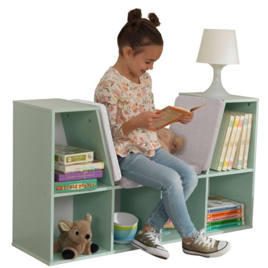 KidKraft bookcase with reading nook in Mint color for $73