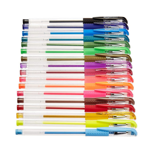 100-count Amazon Basics multi-color gel pen set with rotating artist stand for $13