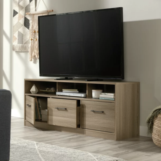 Sauder Beginnings TV stand with large drawer for TVs up to 60″ for $106