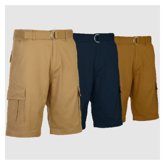 Today only: 3-pack of men’s cotton flex stretch cargo shorts with belt for $41 shipped