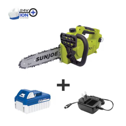 Sun Joe 24-Volt iON+ cordless chain saw kit for $59
