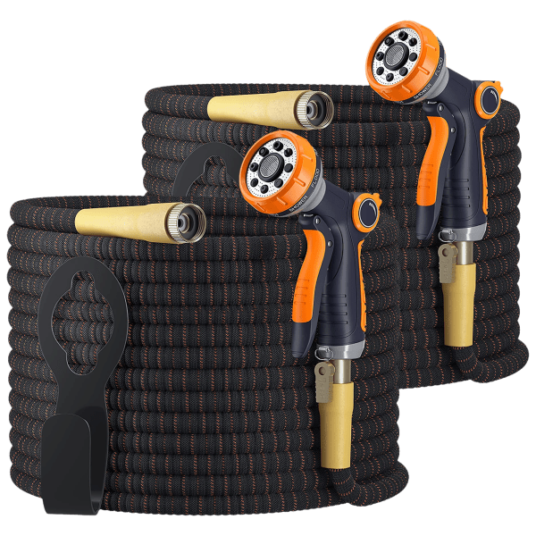 Today only: 2-pack of TBI Pro 50ft heavy-duty expandable pocket hoses with 8-way zinc sprayers for $50 shipped