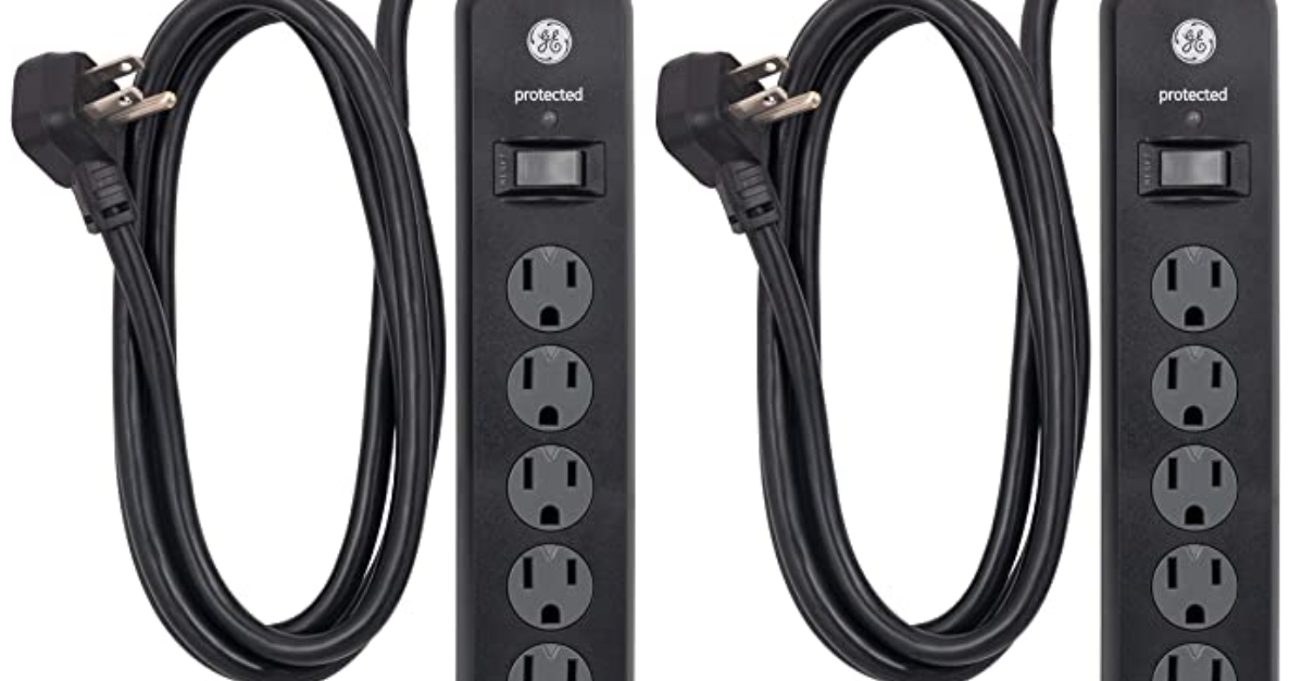 Today only: 2-pack of GE 6-outlet 6-ft surge protectors for $12