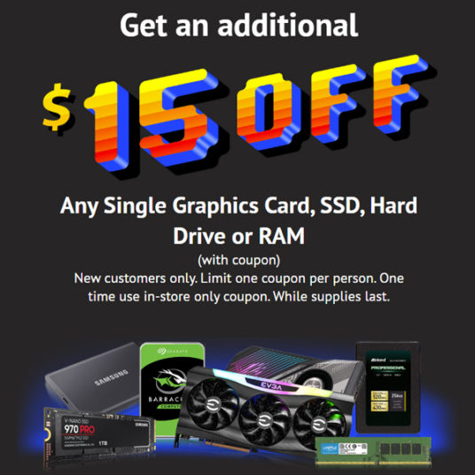 Save $15 on a graphics card, SSD, hard drive or RAM at Micro Center