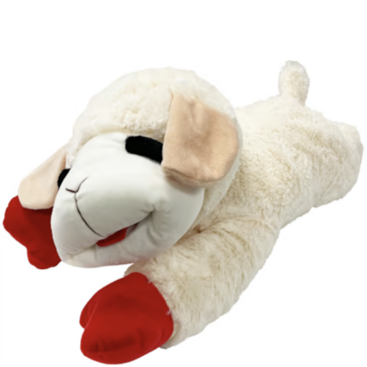 Multipet Lambchop XL plush dog toy with squeaker for $4