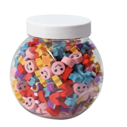 In-store: 250-count mini rainbow eraser jar for $1
