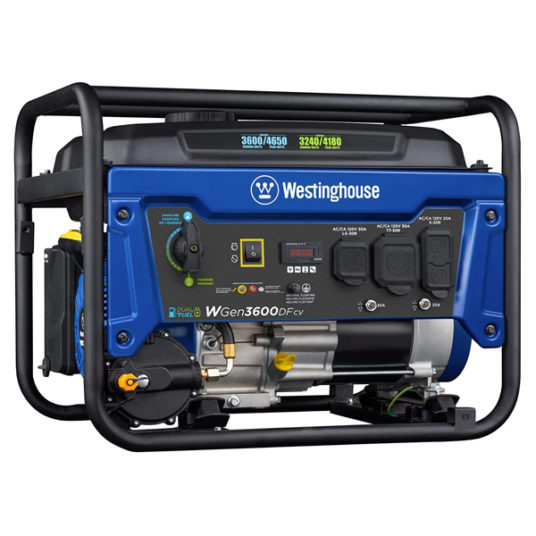 Westinghouse 4650 peak watts portable dual fuel generator for $383