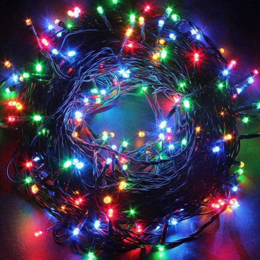 Twinkle Star 66″ multicolored 200 LED Christmas lights for $10