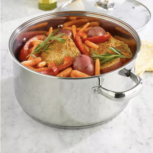 Cooks Tools 5-quart covered stainless steel Dutch oven for $10