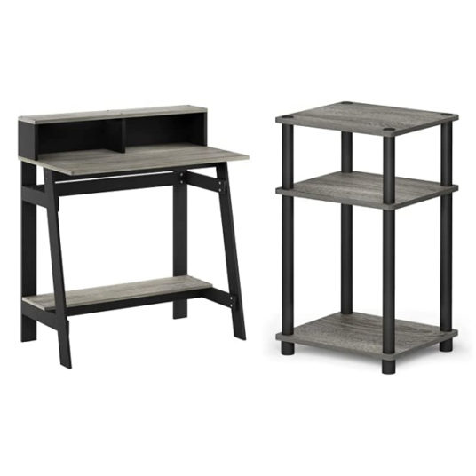 Furinno simplistic A-frame computer desk & 3-tier side table for $50