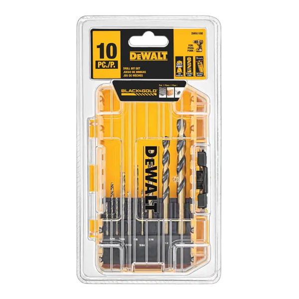 Dewalt black and gold 10-piece drill bit set for $6