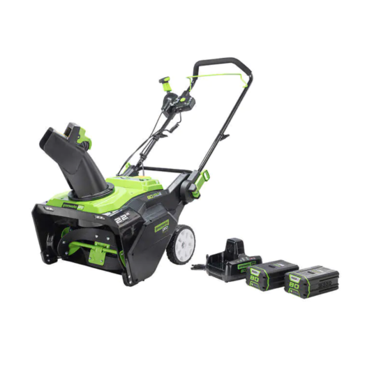 Costco members: Greenworks 80V lithium-ion 22″ snow blower & 2 batteries with charger for $560