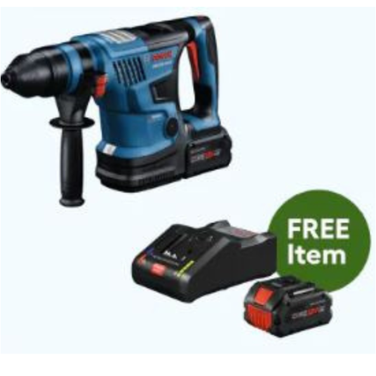 Today only: Buy a Bosch rotary hammer drill and get a FREE power tool battery kit