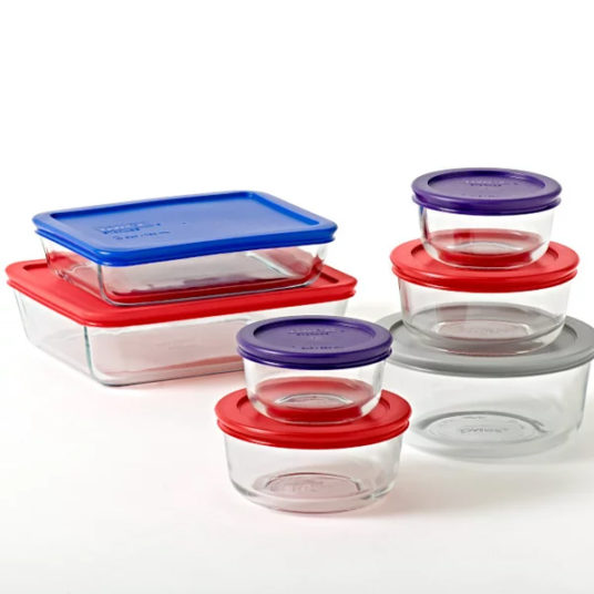 14-piece Pyrex Simply Store glass baking dish set for $19