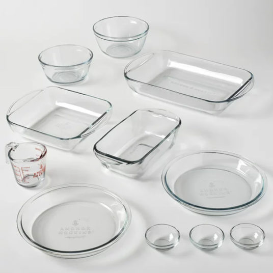 Anchor Hocking 11-piece glass bakeware set for $20