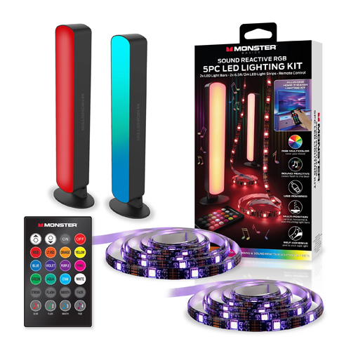 Monster LED 5-piece sound reactive multicolor indoor LED light kit for $10