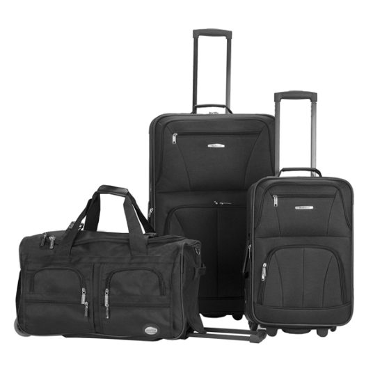 Rockland Vara softside 3-piece upright luggage set for $99