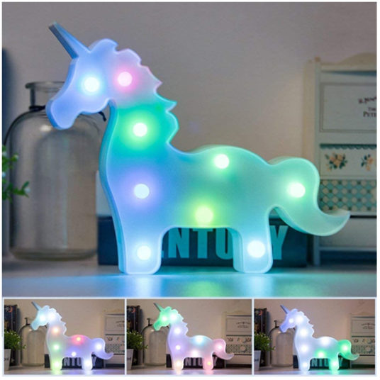 Rainbow Unicornio LED kids decorative night light for $5