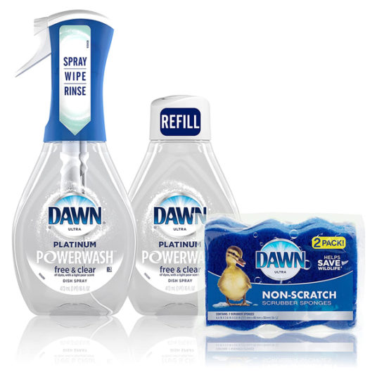 Dawn Free & Clear Powerwash dish spray with refill and 2 sponges for $8