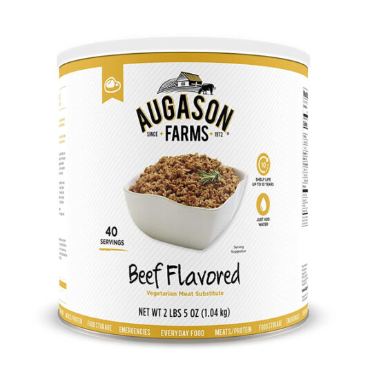 Augason Farms beef flavored vegetarian meat substitute for $15