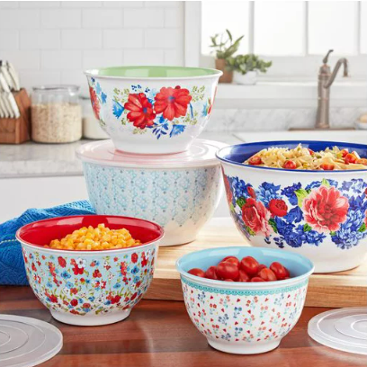 The Pioneer Woman 10-piece melamine mixing bowl set for $20