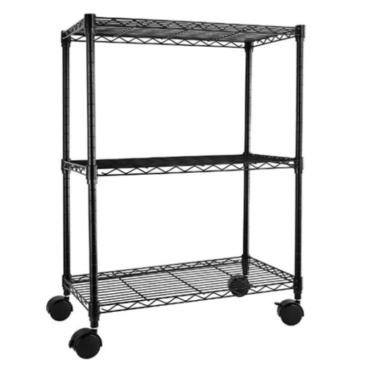 Simple Deluxe heavy duty 3-shelf shelving with wheels for $27