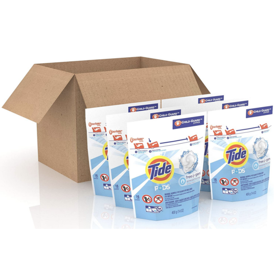 6-pack 16-count Tide Pods Free & Gentle laundry detergent pacs for $18