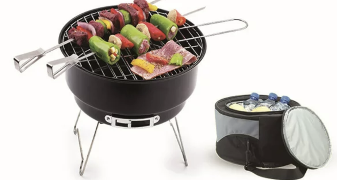 Ozark Trail 10″ portable camping charcoal grill with cooler bag for $10