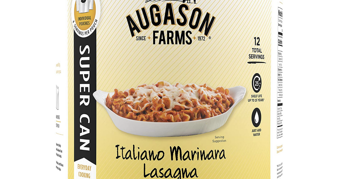 Augason Farms lasagna super can for $25