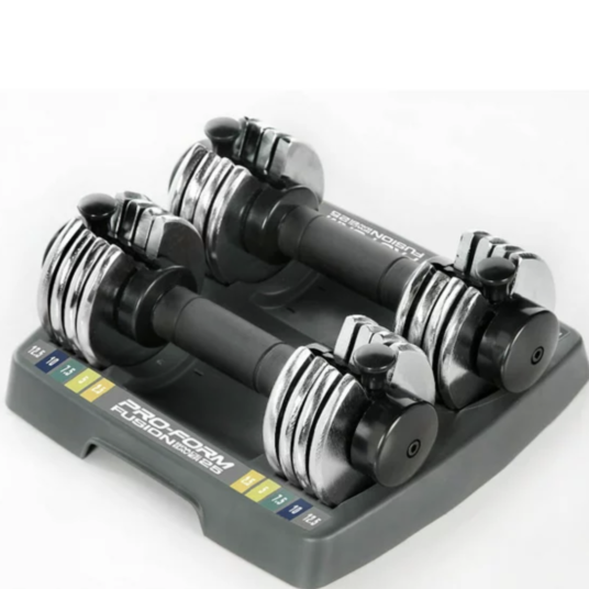 ProForm 12.5-lb adjustable dumbbell set with storage tray for $39