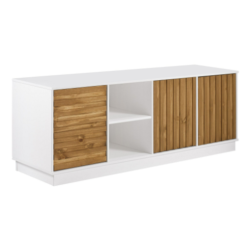 Manor Park Modern 3 grooved door wood TV stand for $129