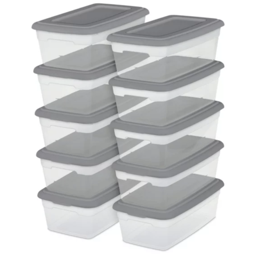 10-pack Sterilite 6-qt. clear plastic storage boxes for $11