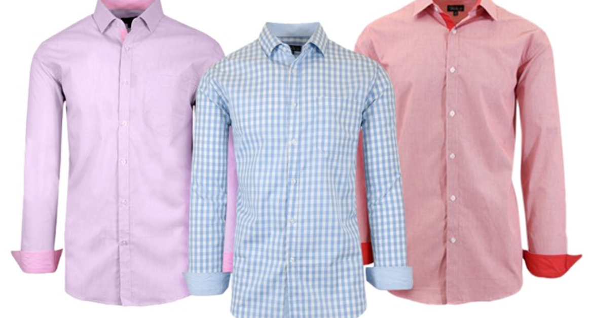 Galaxy by Harvic men’s gingham & plaid dress shirts for $9