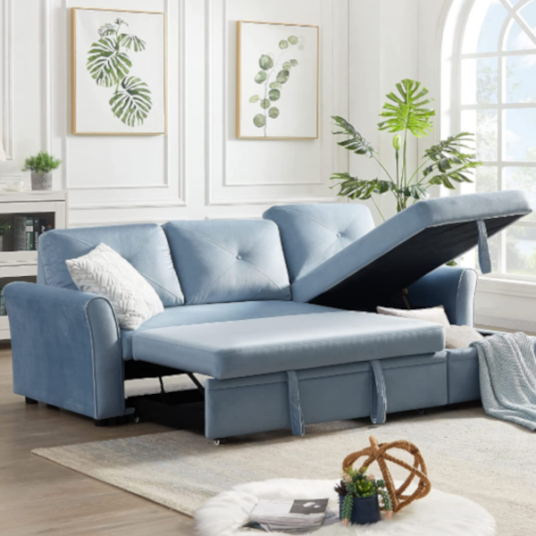 Merax 83″ reversible sleeper sofa with storage for $449