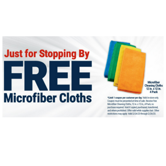 FREE microfiber cloths at Harbor Freight